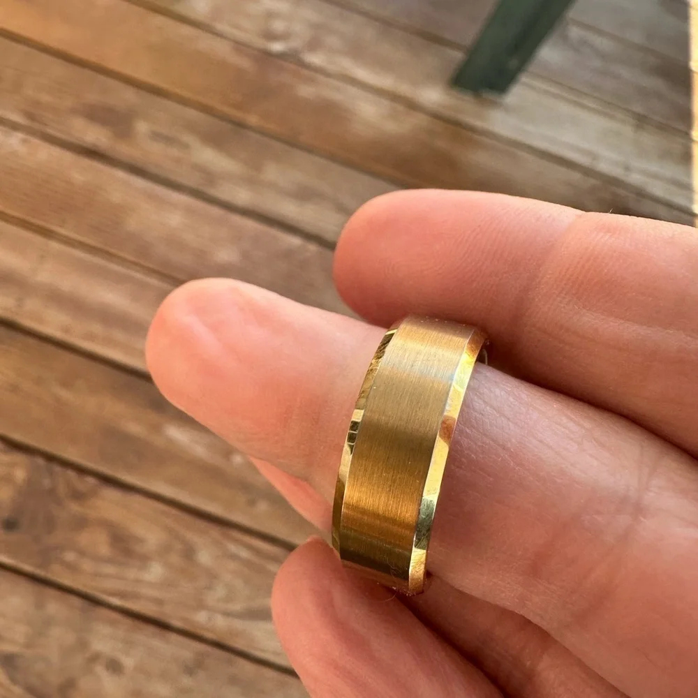 Tungsten yellow gold toned  men’s wedding band ring